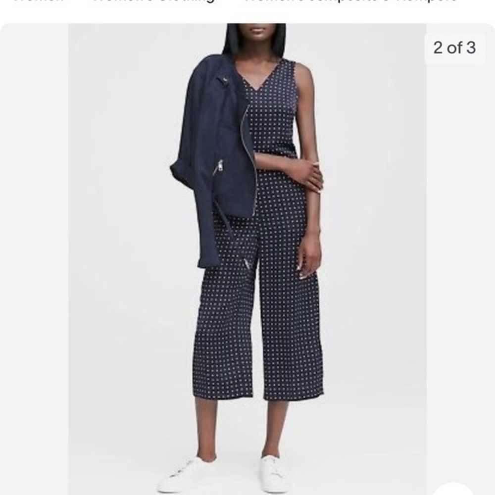 Banana republic polka dot open back crop jumpsuit